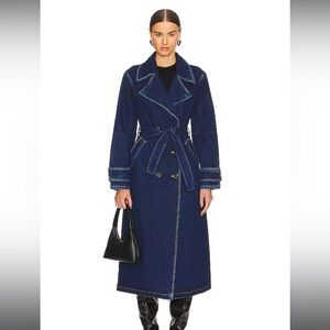 SNDYS Dark Wash Denim Trench Coat